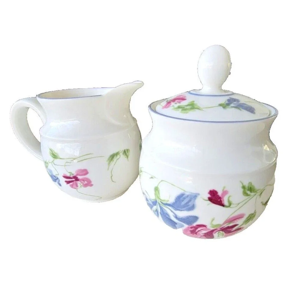 ROYAL DOULTON AMETHYST COVERED SUGAR BOWL & CREAMER -  1105G